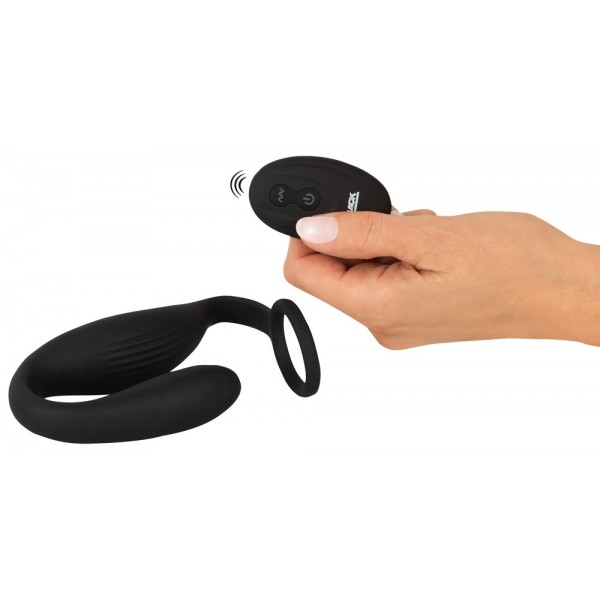 Black Velvets Cock ring with RC butt plug