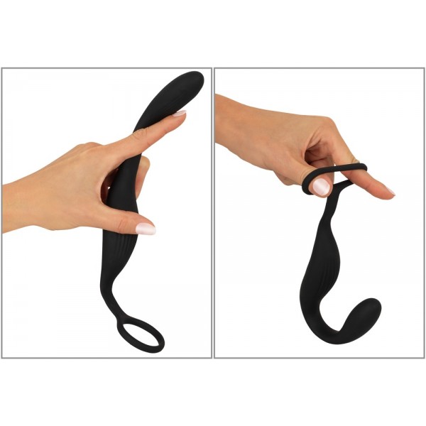 Black Velvets Cock ring with RC butt plug
