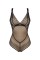 Мереживне боді з декольте Obsessive Estiqua teddy M/L, чорне, широкі лямки
