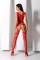 Бодістокінг з плетінням на грудях Passion BS099 One Size, red, відкритий доступ, імітація підв’язок