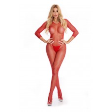 Бодістокінг - Pink Lipstick Lingerie Risque Crotchless Bodystocking Red, S/M