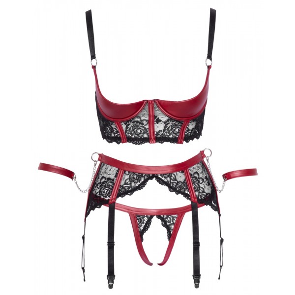 Комплект білизни - 2221241 Cottelli Collection Shelf Bra Set Black/Red