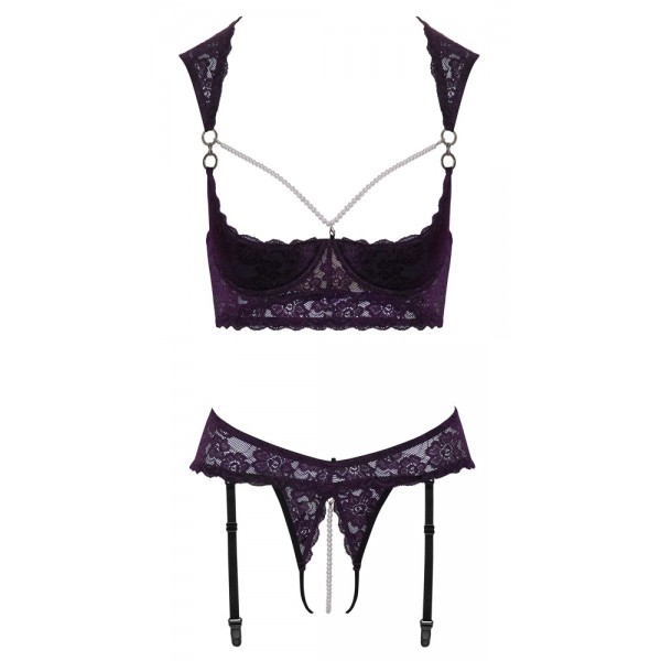 2221357 Cottelli Collection Shelf Bra Set - Purple {} 75B/S