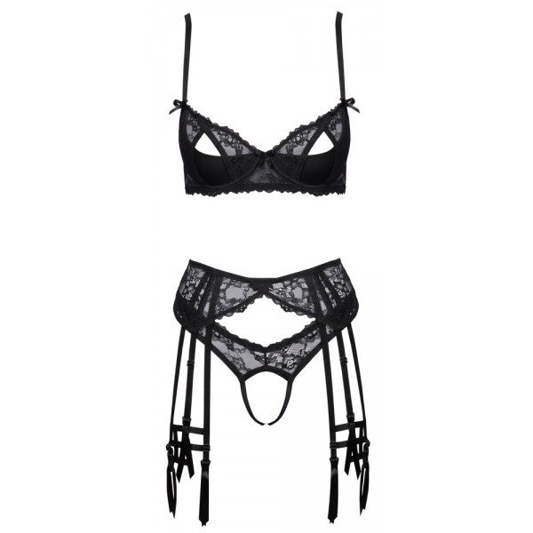 2215314 Cottelli Collection Bra Suspender Set Black
