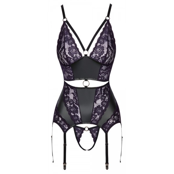 2633094 Cottelli Collection Basque With Purple Black - XL