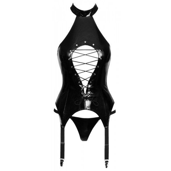 Корсет з підв'язками для панчіх - 2840731 Black Level Vinyl Basque