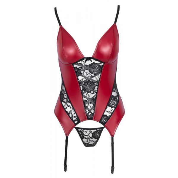 Корсет з підв'язками для панчіх - 2632802 Cottelli Collection Basque Red/Black