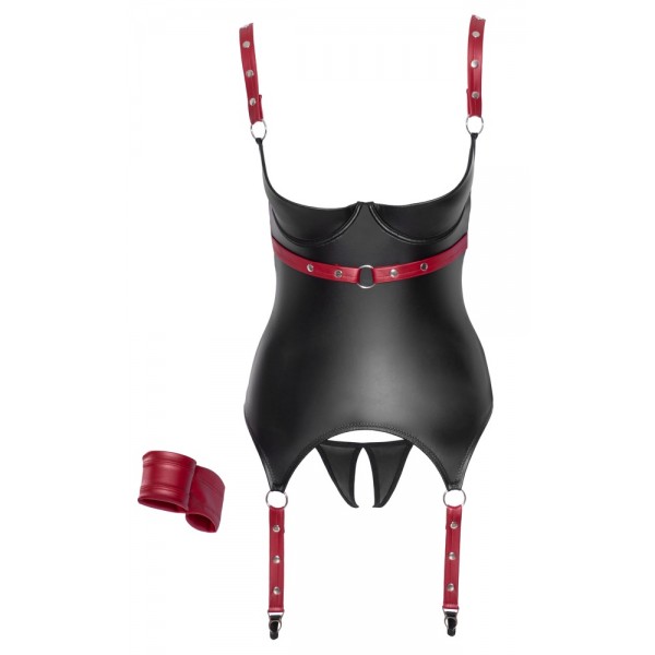 Корсет з підв'язками для панчіх - 2632870 Cottelli Collection Basque Black/Red