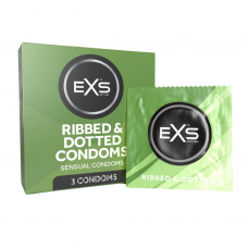 Презервативи - EXS Ribbed And Dotted, 3 шт.