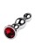 Silver anal plug TOYFA Metal with red round-shaped gem, length 12,2 cm, diameter 2-2,5 cm, weight 14