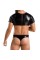 Комплект чоловічої білизни під латекс Passion 057 SET PETER XXL/XXXL Black, кроп-топ, стринги